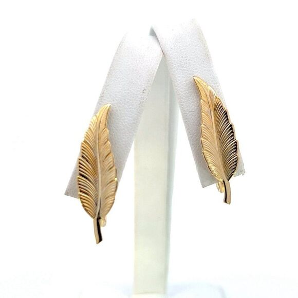 Tiffany & Co Estate Leaf Earrings Clip-on 14k Gold Plated TIF550 - Picture 1 of 9